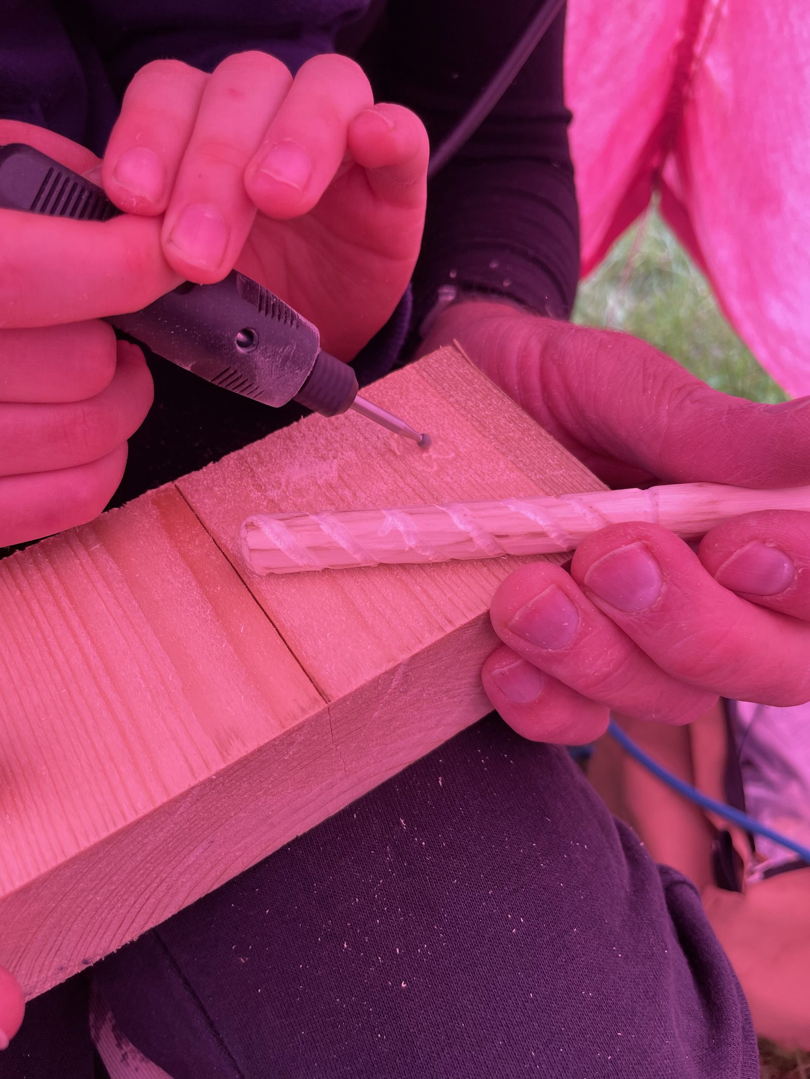 Hand drilling a wand